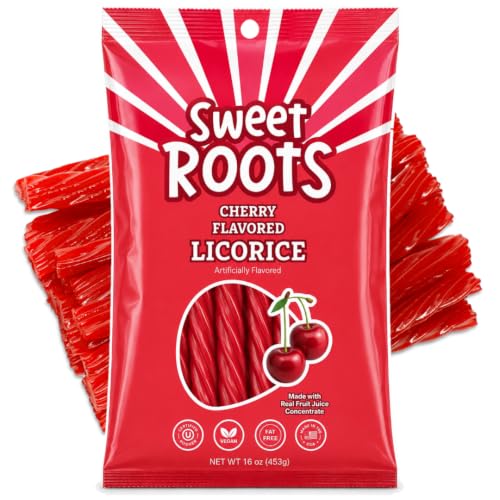 Sweet Roots Black Licorice Twists – 1 Bag (16 oz) – Jumbo Size Candy Sticks | Vegan, Fat Free, Kosher | Soft Gourmet Licorice Candy with Classic Black Licorice Flavor