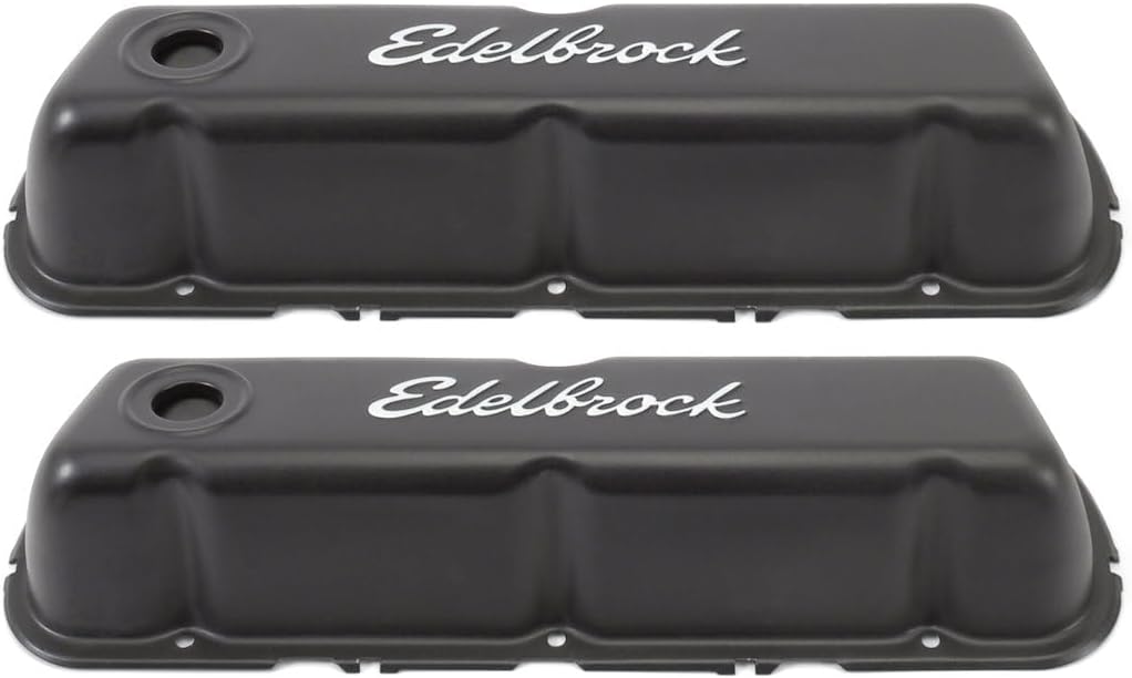 Edelbrock 4603 Signature Series Valve Cover Ford 289-351W Chrome w/Black Finish
