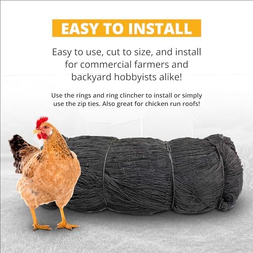 Stromberg’s 2” Mesh Heavy Duty Knotted Aviary Netting, UV Resistant Polyethylene Fiber for Game Birds, Pheasants & Poultry, 85 Lbs Break Strength Durable Against Weather and Predators, Size 25' x 50'