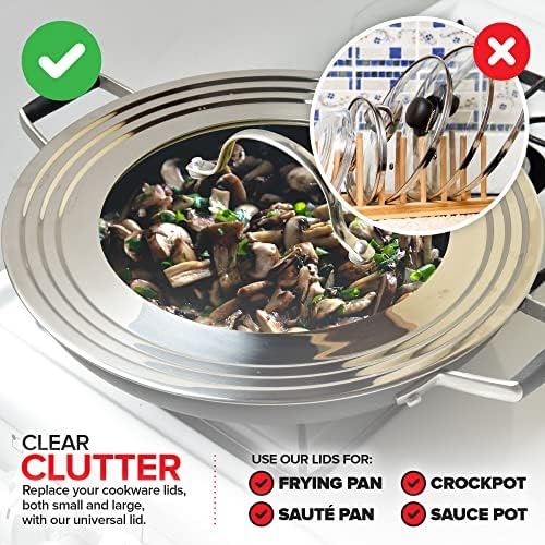 Modern Innovations Universal Lid with Tempered Glass Top for Pots & Pans, Fits 8.25, 9, 10, 11