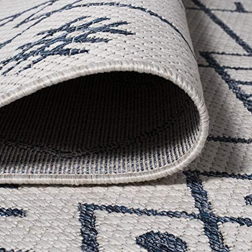 JONATHAN Y Boho Moroccan Indoor Outdoor Area Rug 3X5 Ivory/Navy, Casual for Backyard, Patio, Porch, Easy-Cleaning, High Traffic, Pet-Friendly