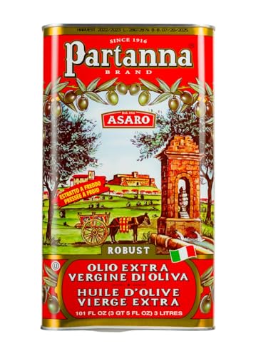 Partanna Robust Extra Virgin Olive Oil, 101 fl oz (3 L) Tin | Premium 100% Castelvetrano Oil, High Polyphenol, First Cold Pressed, Early Harvest in Sicily, Award Winning Italian EVOO