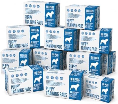 Bulldogology Puppy Training Pads - Pee Pads with Adhesive Sticky Tape (24x24) Large Dog Training Wee Pads with 6 Layer Extra Quick Dry Bullsorbent Polymer Tech (100-Count, White)