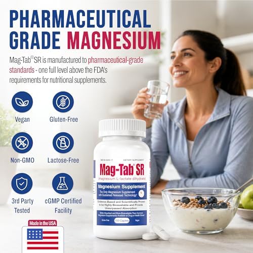 Extended Release Magnesium Lactate Delivery for 10x Better Absorption-Mag-Tab SR (Sustained Release) 100 Count-Supports Sleep, Muscle Cramps