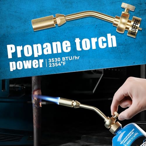 BLUEFIRE Solid Brass Jumbo Pencil Flame Gas Welding Torch Head Nozzle Upgraded Full Metal Version Fuel by MAPP MAP Pro Propane CGA600 Cylinder