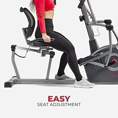 Sunny Health & Fitness Smart Recumbent Cross Trainer with Arm Exerciser | Dual Function Full-Body Workout, 8-Lvl Magnetic Resistance, Adjustable Seat