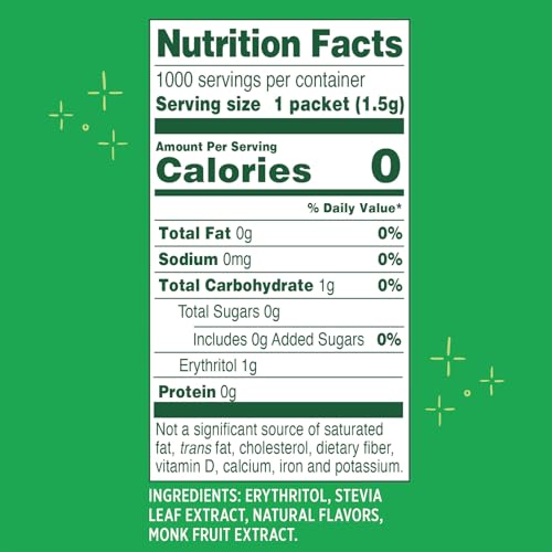 Whole Earth Sweetener Co. NATURE SWEET Stevia & Monk Fruit Sweetener, Erythritol Sweetener, Sweet Leaf Stevia Packets, Sugar Substitute, Natural Sweetener, 80 Count