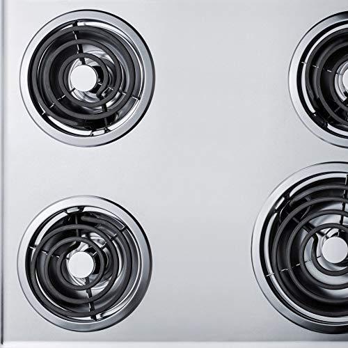 Summit 30" 4 Burner Electric Cooktop, Stainless Steel Look- ZEL05 | 230 Volt Coil Electric Cooktop, Fits 28 3/8" W x 18 5/8" D counter cutouts