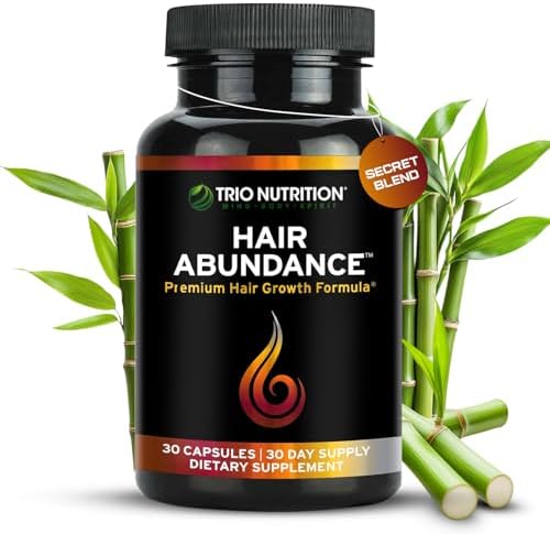 TRIO NUTRITION Hair Abundance Biotin 10,000mcg: Hair Growth, Skin & Nails | Biotin (Vitamin B7), collagen, keratin, bamboo silica, zinc & selenium. Hair & lash vitamins supplement for women & men.*