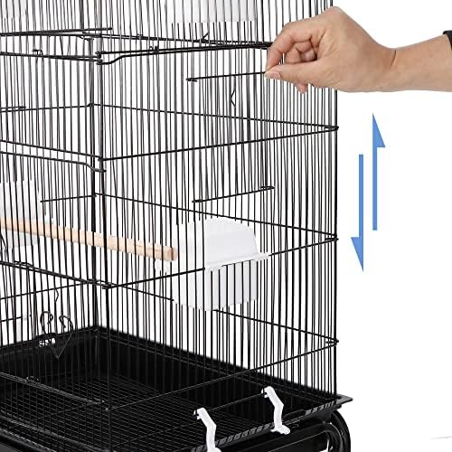 ZENY 63.4 Inch Bird Cage, Rolling Wrought Iron Parrot Cage | with Side-out Tray, Storage Shelf