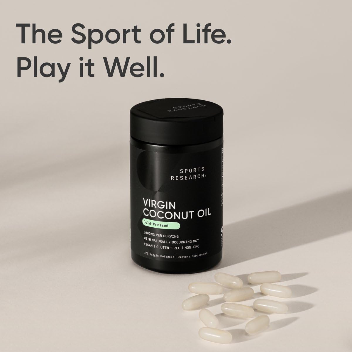 Sports Research® Organic Coconut Oil 3000mg, 120 Softgels | Cold-Pressed