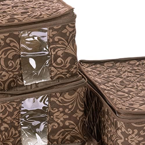 8-Piece Storage Containers Set – China, Navy, Quilted, Stackable Dish & Plate Protectors – Glass & Dinnerware Organizer Lids – Kitchen Storage for Meal, Tupperware, Glass Containers & Food Storage