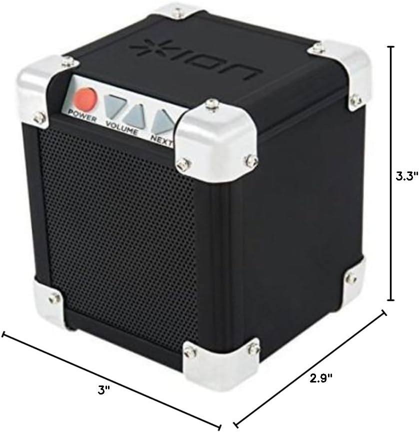 ION Audio Rock Block | Palm-Sized Wireless Bluetooth Speaker with 1/8" Input (15W)