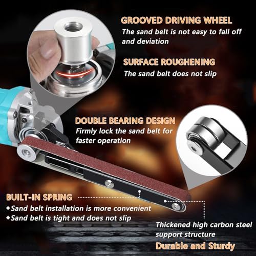 Belt Sander Attachments for Angle Grinder,3/4 x 20.5" Detailing Bandfile Sander Adapter,US 5/8-11 Thread,Suitable for Welding Points Grinding,Woodworking and Metal Rust Removal.(∅45mm)