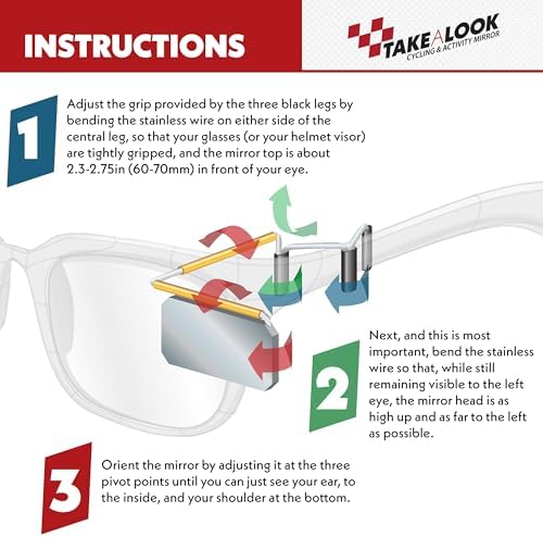 Cycling Compact Mirror for Helmet & Eyeglasses | Smaller profile. Same natural rear view. Your mirror follows your head movement, not your handlebars.