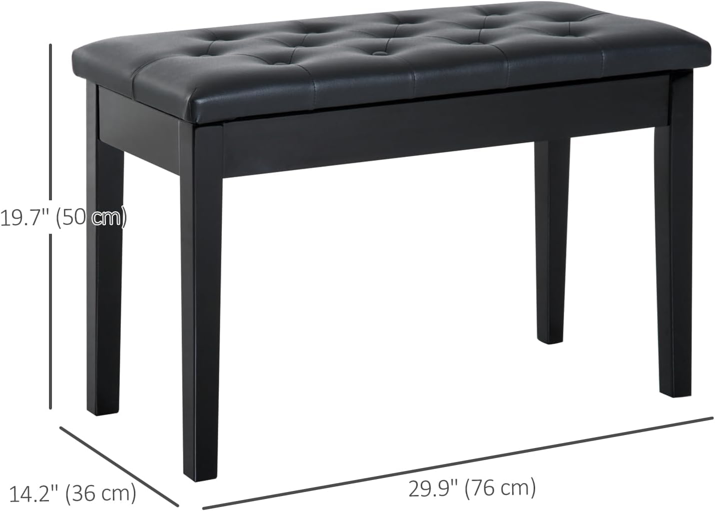HOMCOM Piano Bench with Faux Leather Padded Cushion, Chestnut Brown | Duet Piano Chair, Wooden Frame, Button Tufted Keyboard Bench