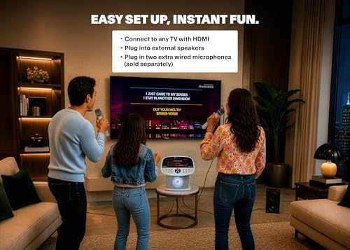 Singing Machine Karaoke Machine Screen, WiFi, Music Apps, 2 Microphones | All-in-One Karaoke Adults/Kids, Built-in Screen, 2 Wireless Mics, WiFi Enabled, App Compatible YouTube/Spotify, Home & Partie