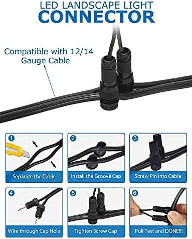 SUNVIE Low Voltage LED Landscape Lights with Spike Stand & Connector 12Pack