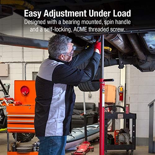 SUNEX TOOLS 6810A, Underhoist Support Stand with Foot Pedal, ¾ Ton Capacity, Large Base, Bearing Mounted Spin Handle, Height Adjustment Under Load, Lightweight, Supports Vehicle Components Only