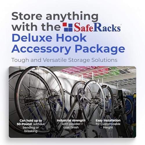SafeRacks Heavy Duty White Steel Garage Accessory Hook Package