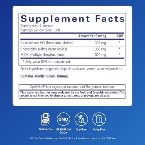 Pure Encapsulations Glucosamine Chondroitin with MSM - Supports Joint Health & Normal Cartilage Formation* - Maintains Enzyme Activity - Gluten-Free & Non-GMO - 60 Capsules | Supports Joint Health and Normal Cartilage Formation*, Maintains Enzyme Activit…