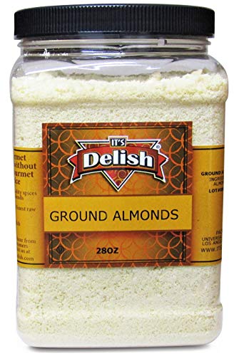 Gourmet Ground Almond Powder (Pure Kosher Meal) by Its Delish – 28 Oz Jumbo Reusable Container – Great Tasting Flour Substitute – All Natural