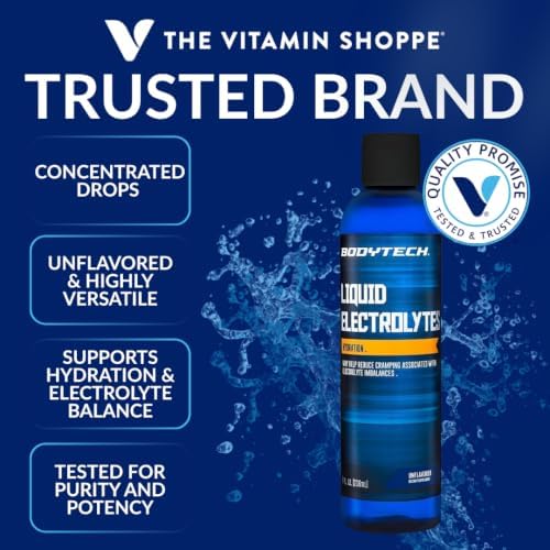 BodyTech Liquid Electrolytes Drops, Unflavored, 8 Fl Oz, 96 Servings | Hydration Concentrate with ConcenTrace Trace Minerals