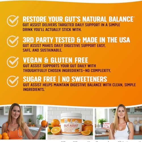 Gut Assist Leaky Gut Support Powder | 40-Servings with L-Glutamine, Arabinogalactan, Licorice Extract