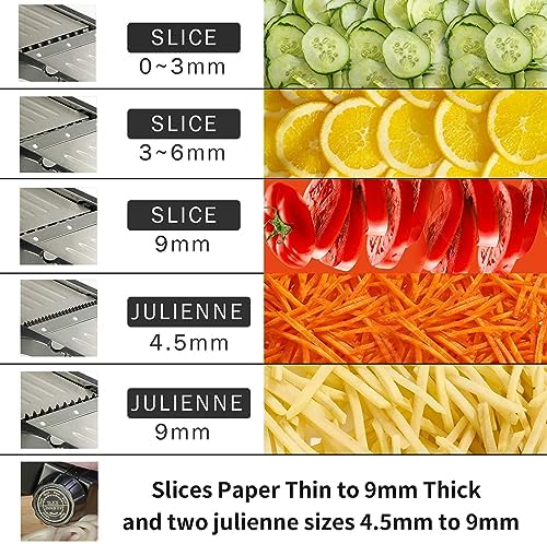 VEKAYA Mandoline Slicer, Mandoline Slicer for Kitchen, Adjustable Mandolin, Stainless Steel Mandoline, Vegetable Slicer, Potato, Onion, Cucumber