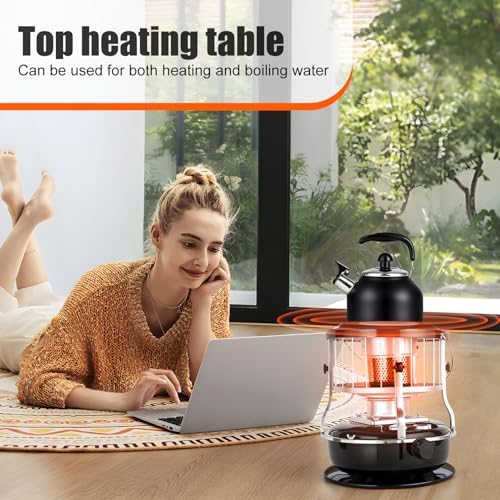 Kerosene Heater for Indoor & Outdoor, 9000 BTU Non-Electric Kerosene Stove, Portable Cordless Space Heater for Home, Garage, Basement, Camping, Cooking Heating (Green)