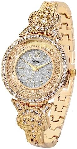 SIBOSUN Lady Women Wrist Watch Quartz Gold Stainless Steel Crystal Dress Fashion Bracelet