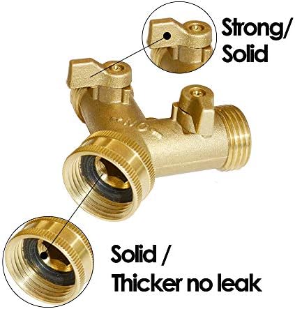HQMPC Brass Garden Hose Y Valve Hose Splitter Water Garden Hose Adapter 2 Way 3/4" GHT Thread