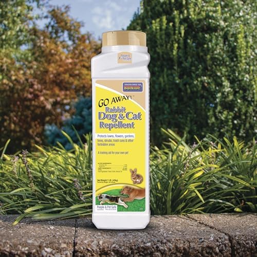 Bonide Go Away! Rabbit, Dog, & Cat Repellent Granules, 3 lbs Ready-to-Use, Keep Dogs off Lawn, Garden, Mulch & Flower Beds | Ready-to-Use, Keep Dogs off Lawn, Garden, Mulch & Flower Beds
