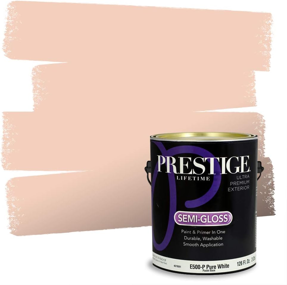PRESTIGE Paints Exterior Paint and Primer In One, 1-Gallon, Semi-Gloss, Comparable Match of Sherwin Williams* Captivating Cream*