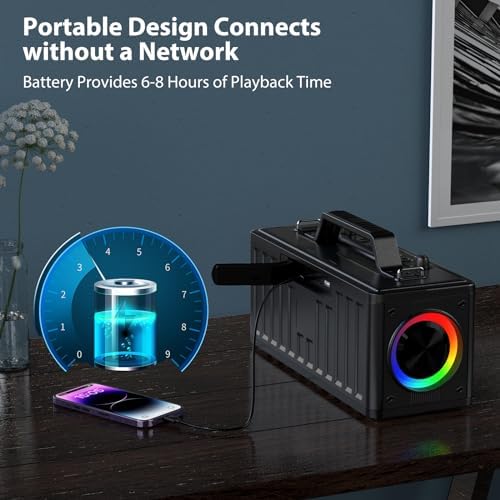 JYX Karaoke Machine for Adults with 2 Wireless Microphones，Portable Bluetooth Speaker, PA System with LED Lights for Home Party, Birthday Gifts
