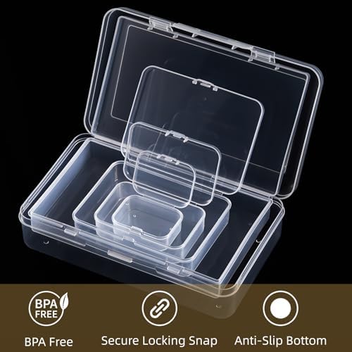 24 Pieces Mixed Sizes Rectangular Empty Mini Clear Plastic Organizer Box