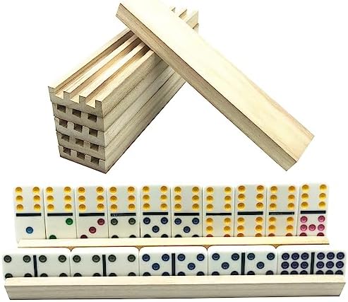 Yuanhe Wooden Domino Racks Set of 8, Domino Trays Holders Organizer for Classic Board Games, Dominoes Accessories