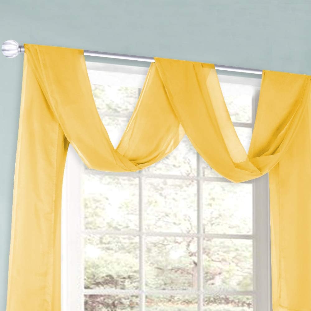 HUTO Light Pink Sheer Window Scarf Valances for Girls Room Sheer Soft Voile Curtain Scarves for Wedding Party 216 Extra Long