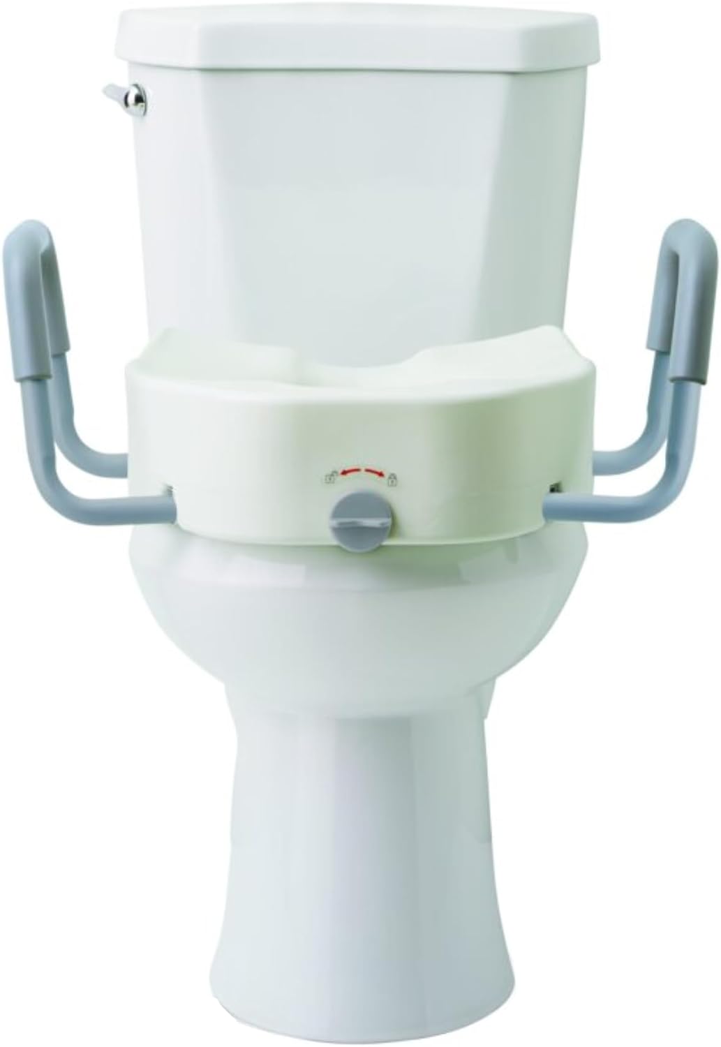 Medline 5" Standard Raised Locking Toilet Seat, 400 lb Capacity | Toilet Riser with Removable Padded Arms, Fits Most Standard Toilets, No Lid, Medical Seat For Adults and Elderly