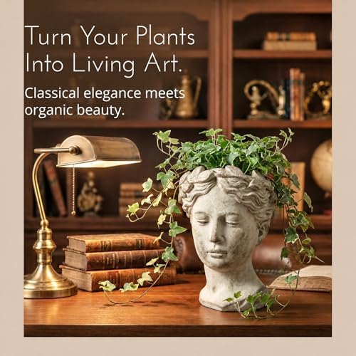 Greek/Roman Style Female Statue Head Cement Planter (Style 1)