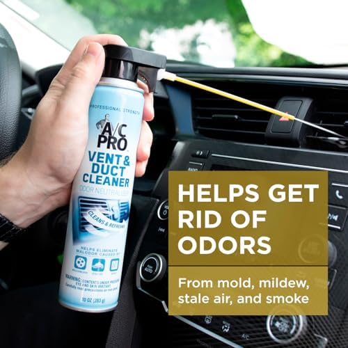InterDynamics Certified A/C Pro Vent and Duct Cleaner, Professional Strength Odor Eliminator for Cars, Truck, HVAC, 10 Oz