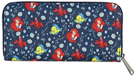 Loungefly Disney Little Mermaid Ariel And Flounder Faux Leather Full Zip Wallet