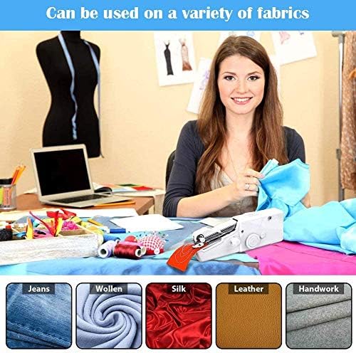 Blizzow Handheld Sewing Machine, Mini Portable Sewing Machine, Electric Household Quick Repairing Tool with Measure Tape for Fabric, Kids Cloth