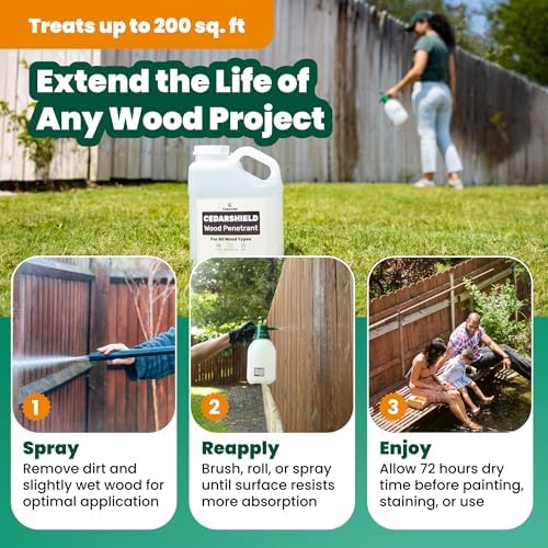 Cedarcide Cedarshield (1 Gallon) | Non-Toxic Wood Treatment and Stabilizer | Protects Wood from Moisture and Decay