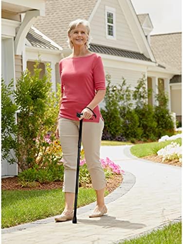 Carex Soft Grip Folding Cane - Foldable Walking Cane For Men and Women - Adjustable Height (33"-37"), Anti-Slip Rubber Tip, Soft Derby Style Ergonomic Handle, Black Cane