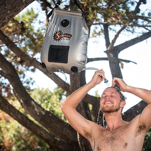Advanced Elements - Summer Shower/Solar Shower - Different Capacity - Shower Head - Reflective Mirror - Fill Valve - Black or Silver