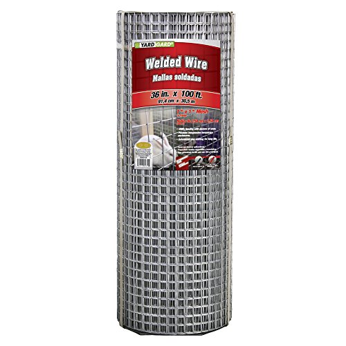 YARDGARD 1 in. Mesh Welded Wire Fence Roll, 36 in. x 100 ft., 16 Gauge Galvanized Steel Wire Fence for Rabbit Fence, Cage Wire, Chicken Wire Alternative, Garden Fence and Small Animal Enclosures