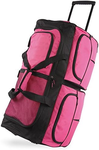 Pacific Coast Unisex 30" Large Rolling Duffel Bag, Red, One Size