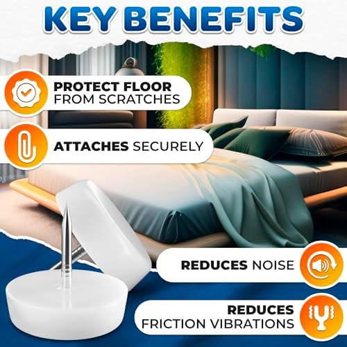 100 Pcs Nail in Furniture Glides, 0.8"x0.7" (20.3 x 17.8mm), Nylon (White) | Furniture Feet for Hardwood Floor, Steel Nail Hold Stays Put