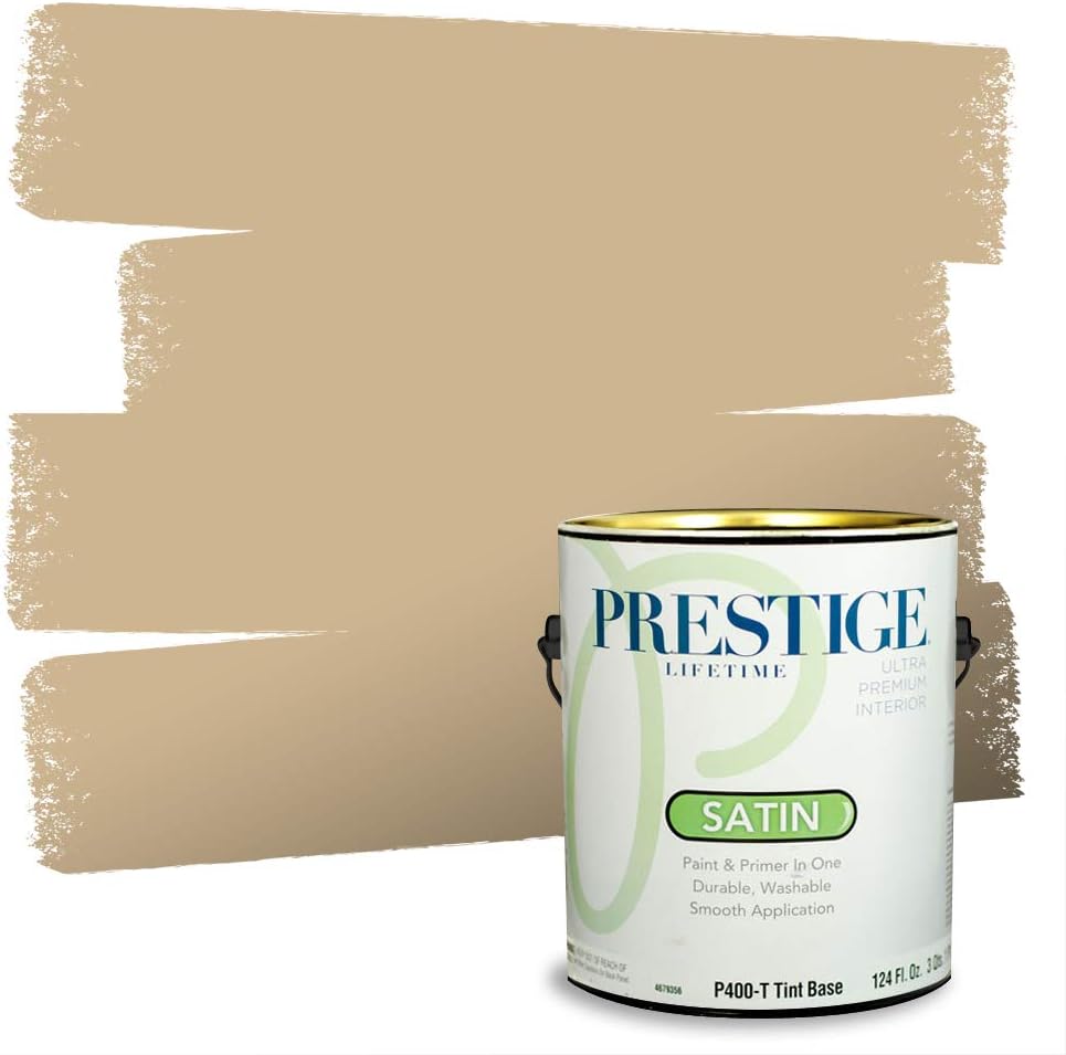 PRESTIGE Paints Exterior Paint and Primer In One, 1-Gallon, Satin, Comparable Match of Sherwin Williams* Relaxed Khaki*